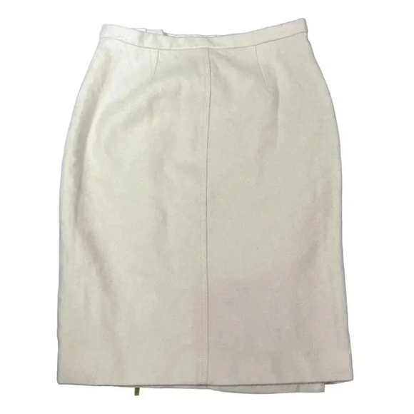 J Crew 4 Women 100% Wool Neutral Pencil Skirt Asymmetrical Zipper Pocket Career - Picture 2 of 15